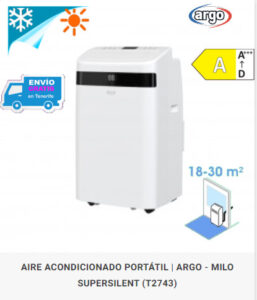 Aire acondicionado portátil ARGO Milo supersilent