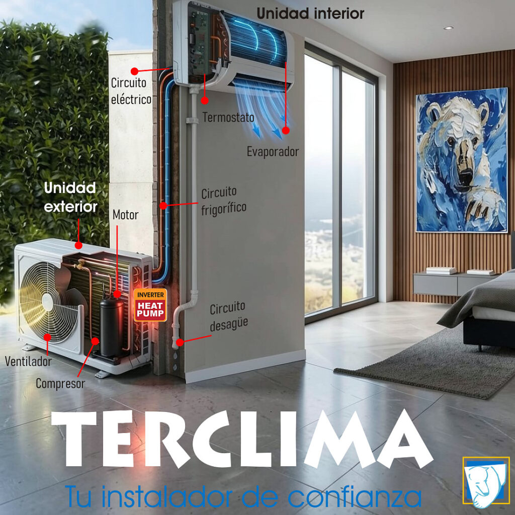 Componentes sistema split aire acondicionado